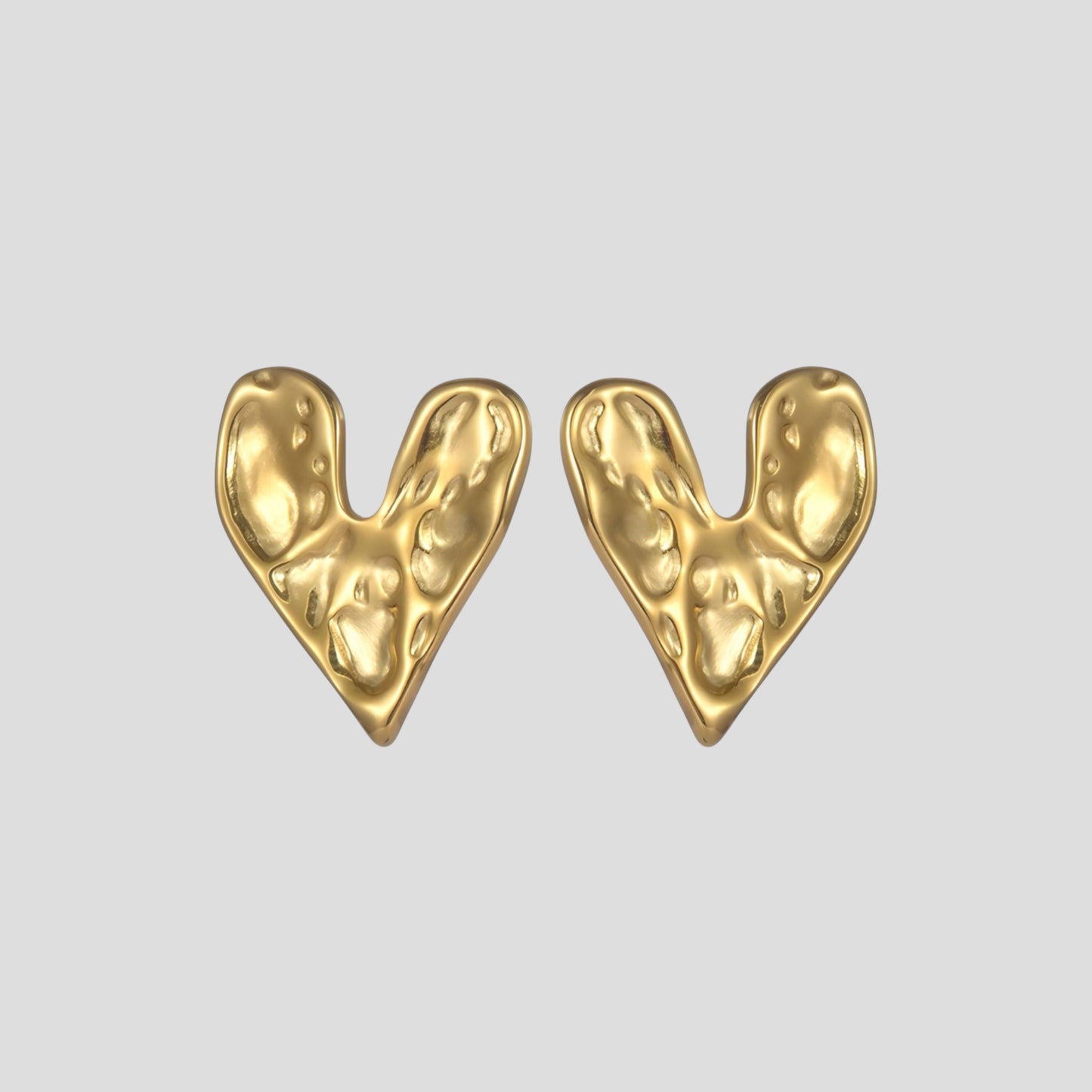 Hammered Heart Studs
