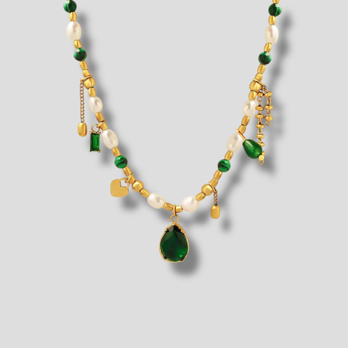 Emerald & Pearl Statement Necklace