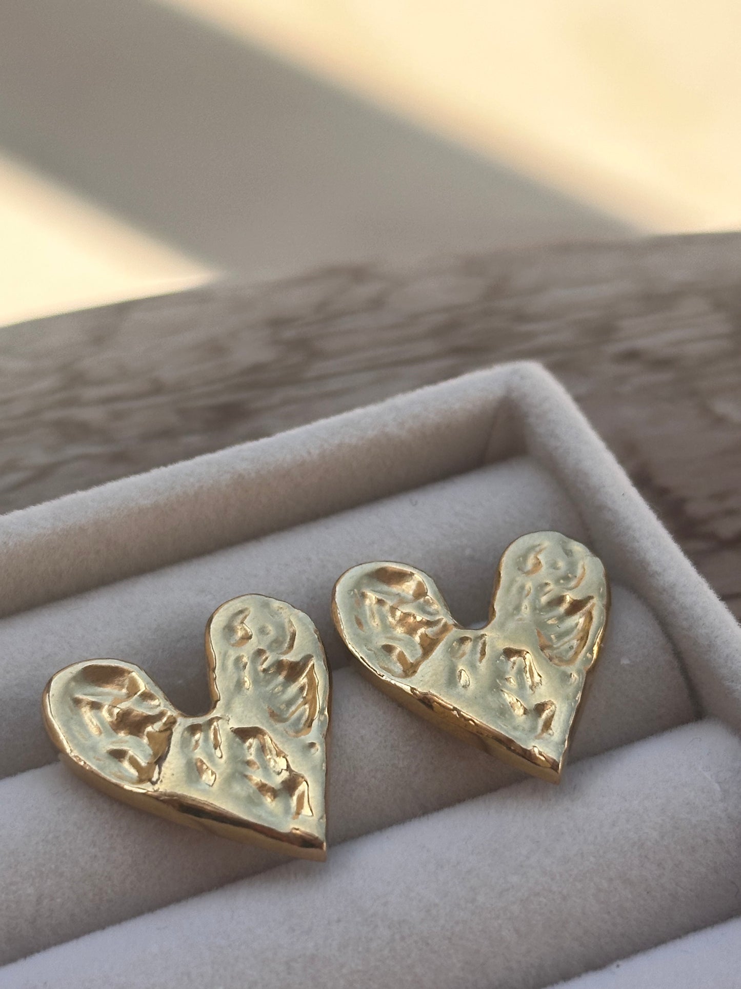 Hammered Heart Studs
