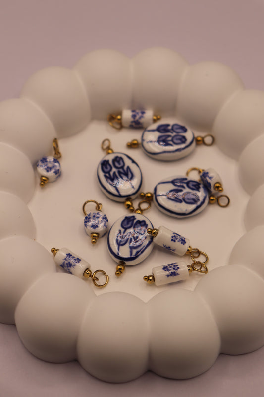 Blue Floral Bead Charm