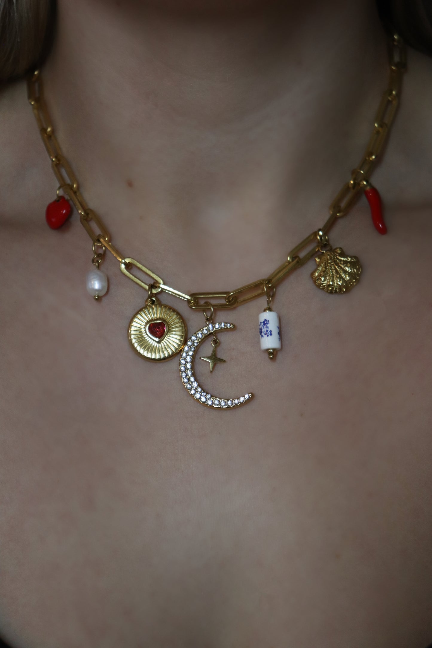 Blue Floral Tube Charm