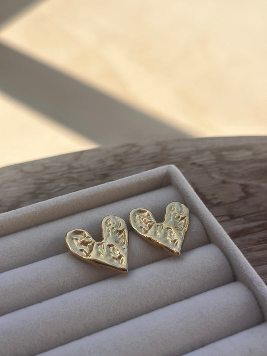 Hammered Heart Studs