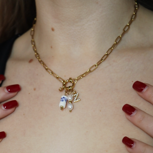 Blue Floral Tube Charm