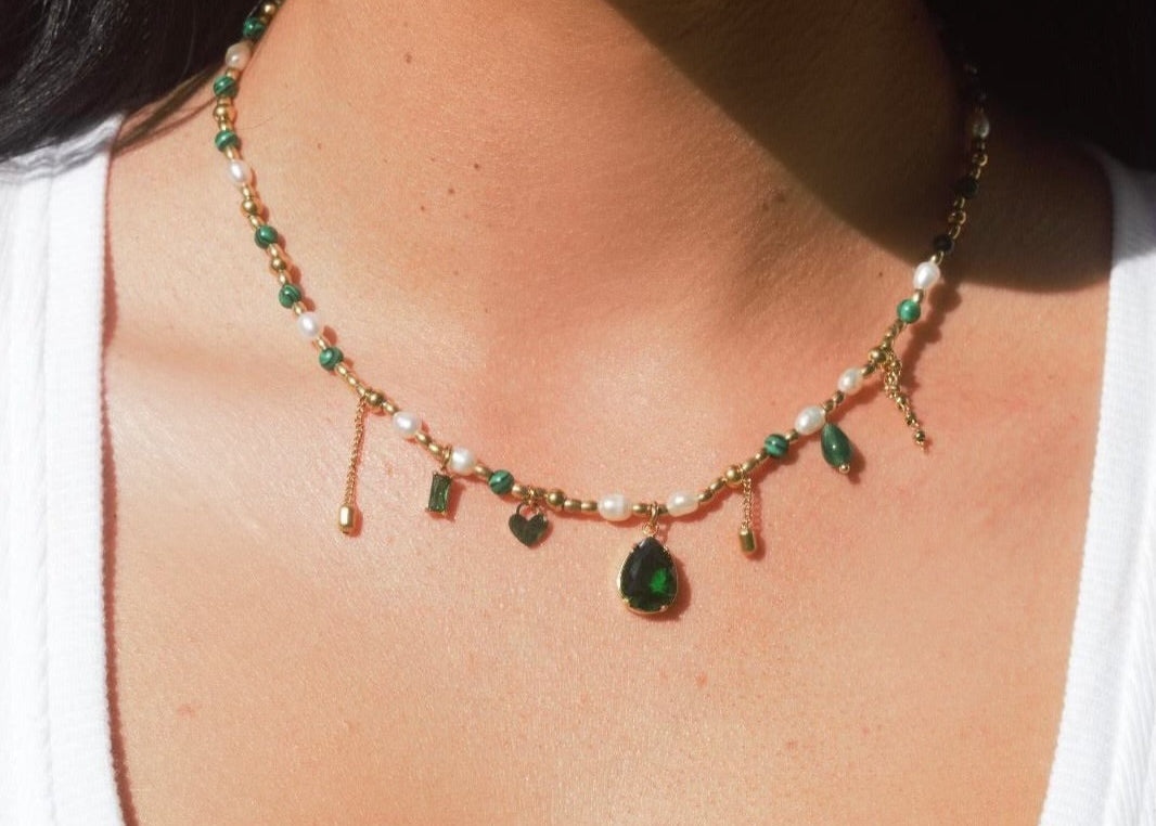 Emerald & Pearl Statement Necklace