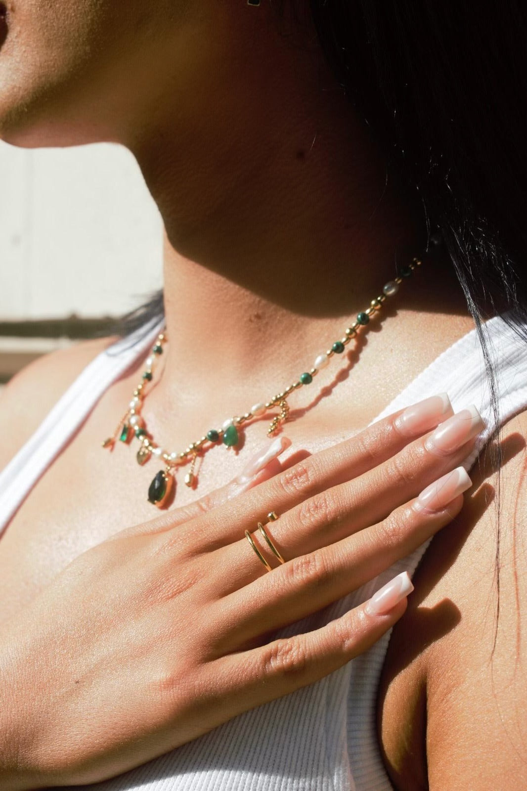Emerald & Pearl Statement Necklace