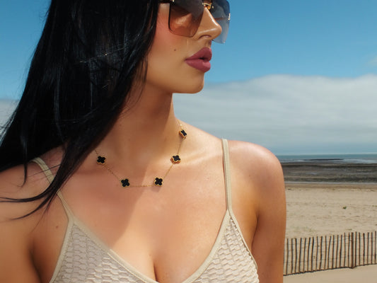 Onyx Clover Necklace