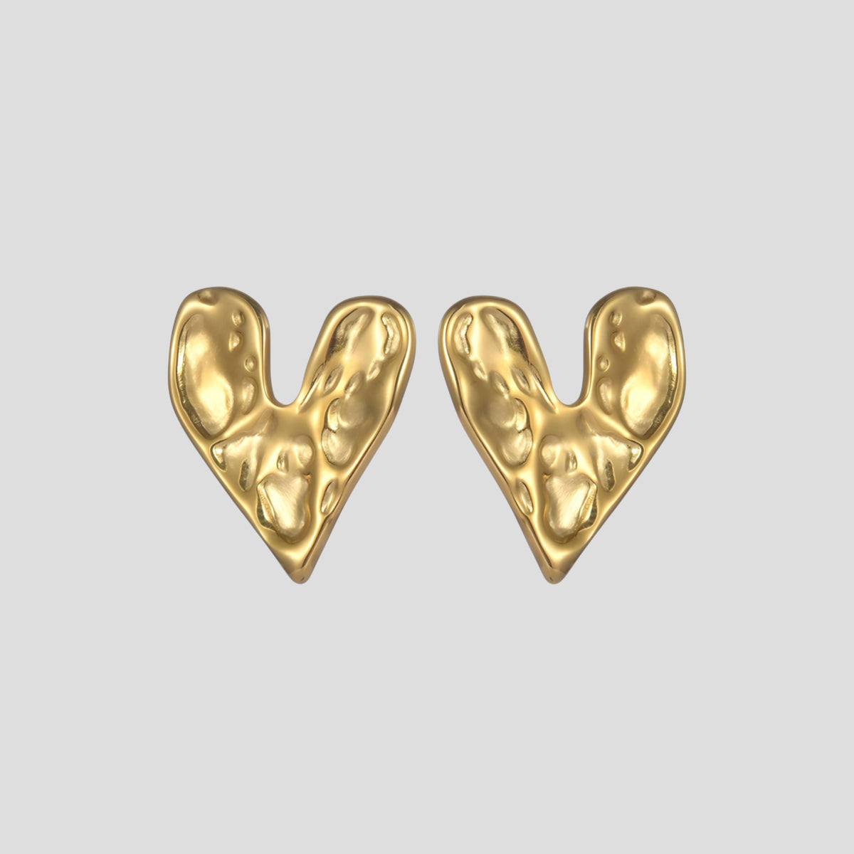 Hammered Heart Studs
