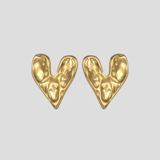 Hammered Heart Studs