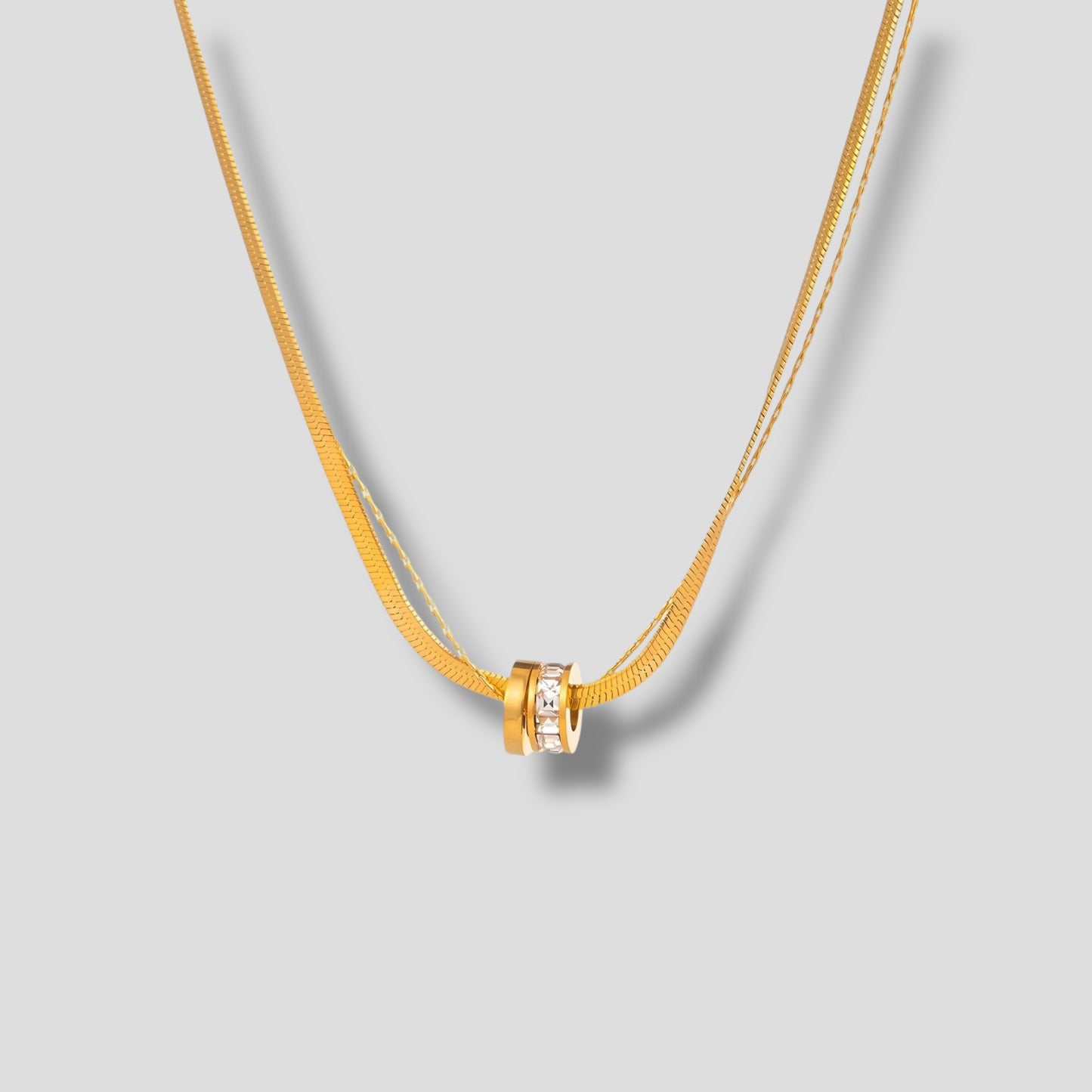 Herringbone & Fine Chain Necklace