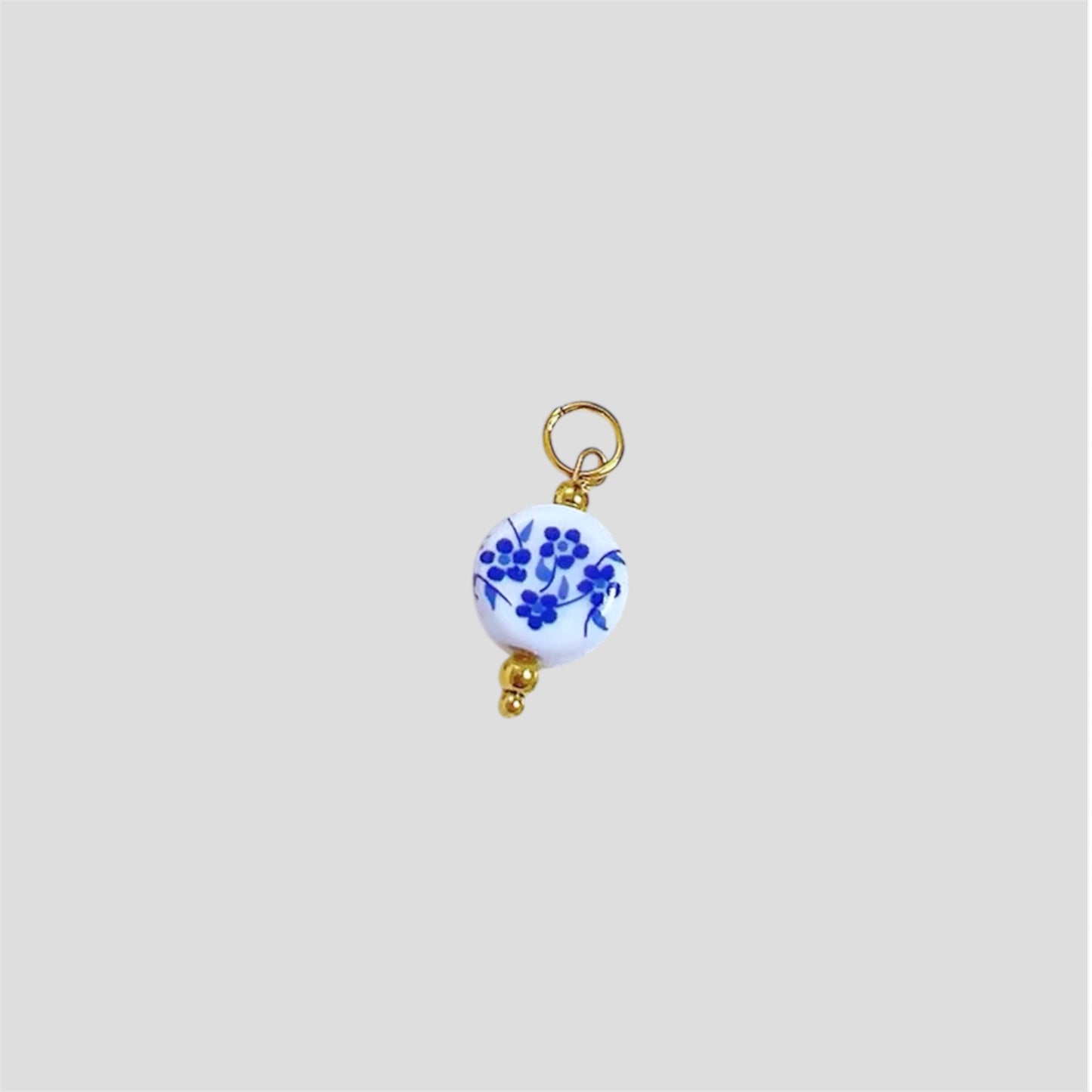 Blue Floral Bead Charm