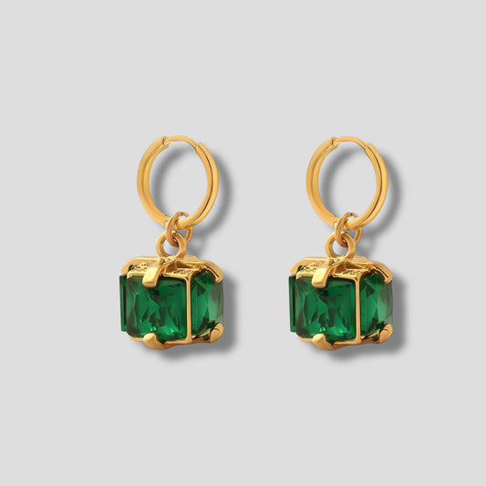 Emerald Crystal Drop Mini Hoops
