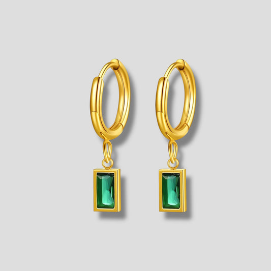 Emerald Dangle Huggies