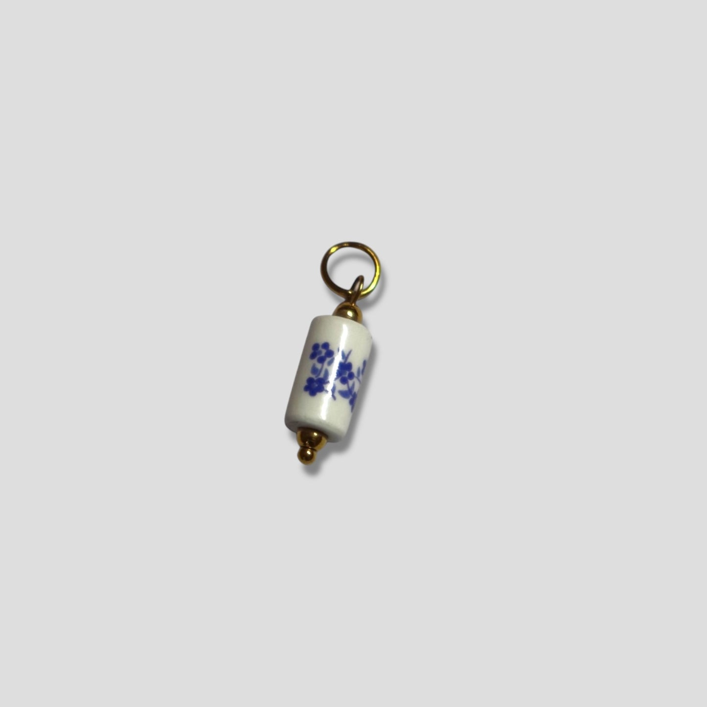 Blue Floral Tube Charm
