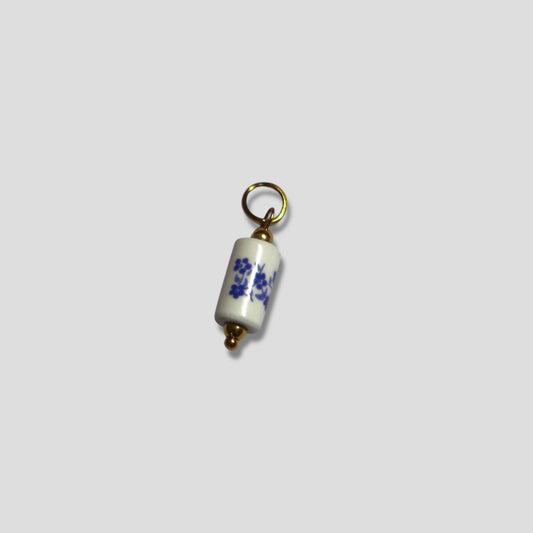 Blue Floral Tube Charm