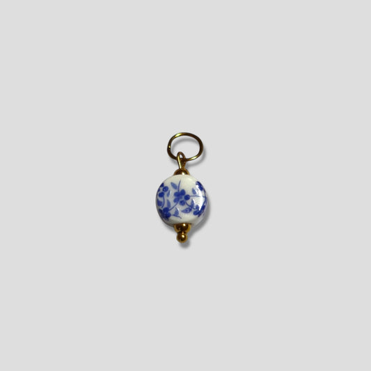 Blue Floral Bead Charm